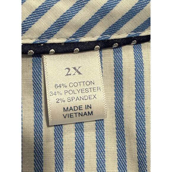 Riders by Lee Effortless Care Button Up Shirt Womens Plus Size 2X Blue Stripe - Picture 10 of 11